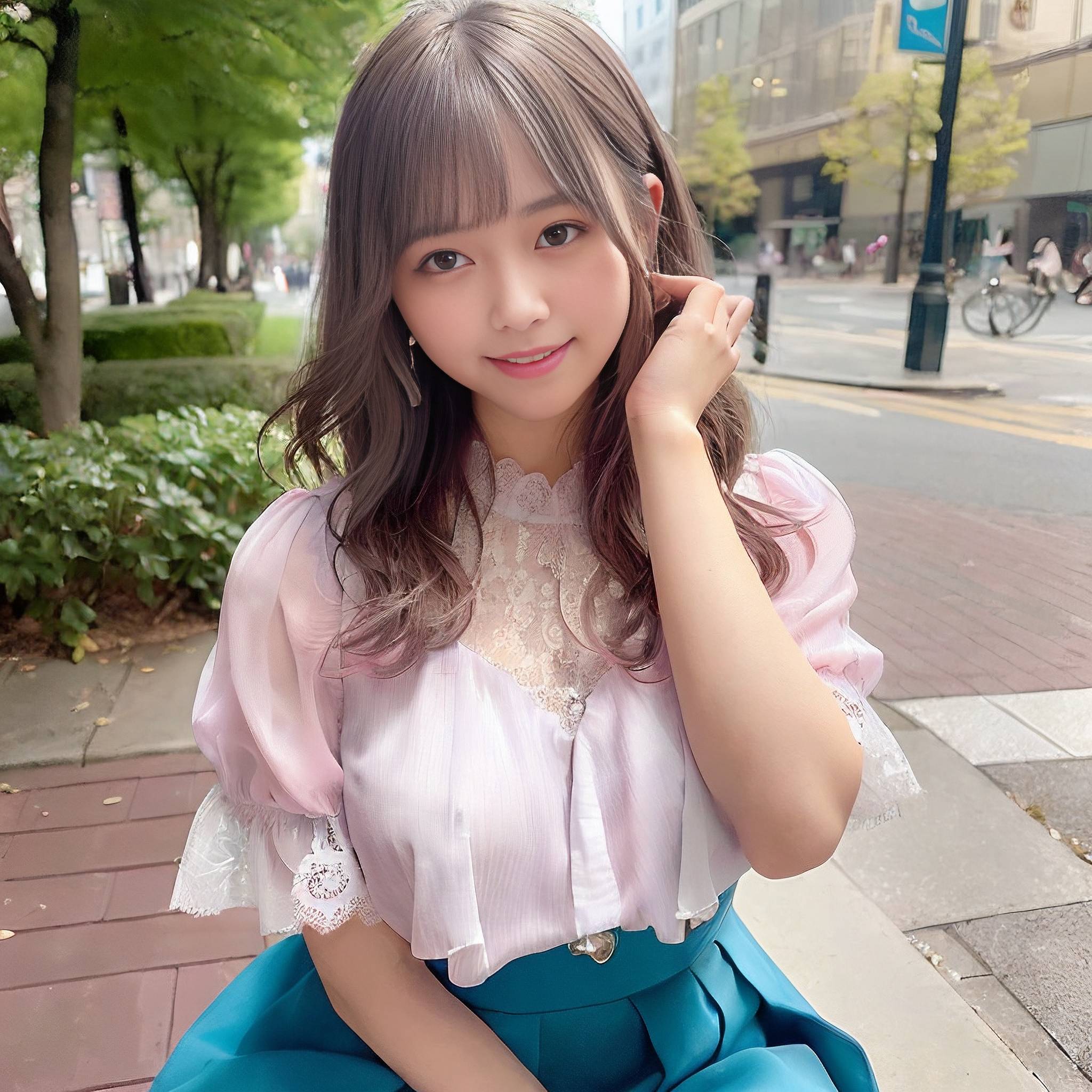 a young girl in a pink dress holding a cell phone 