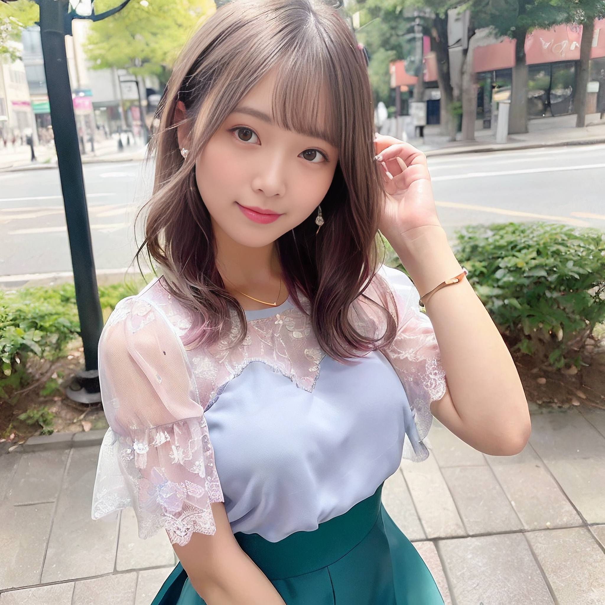 a woman in a pink dress holding a pink flower 