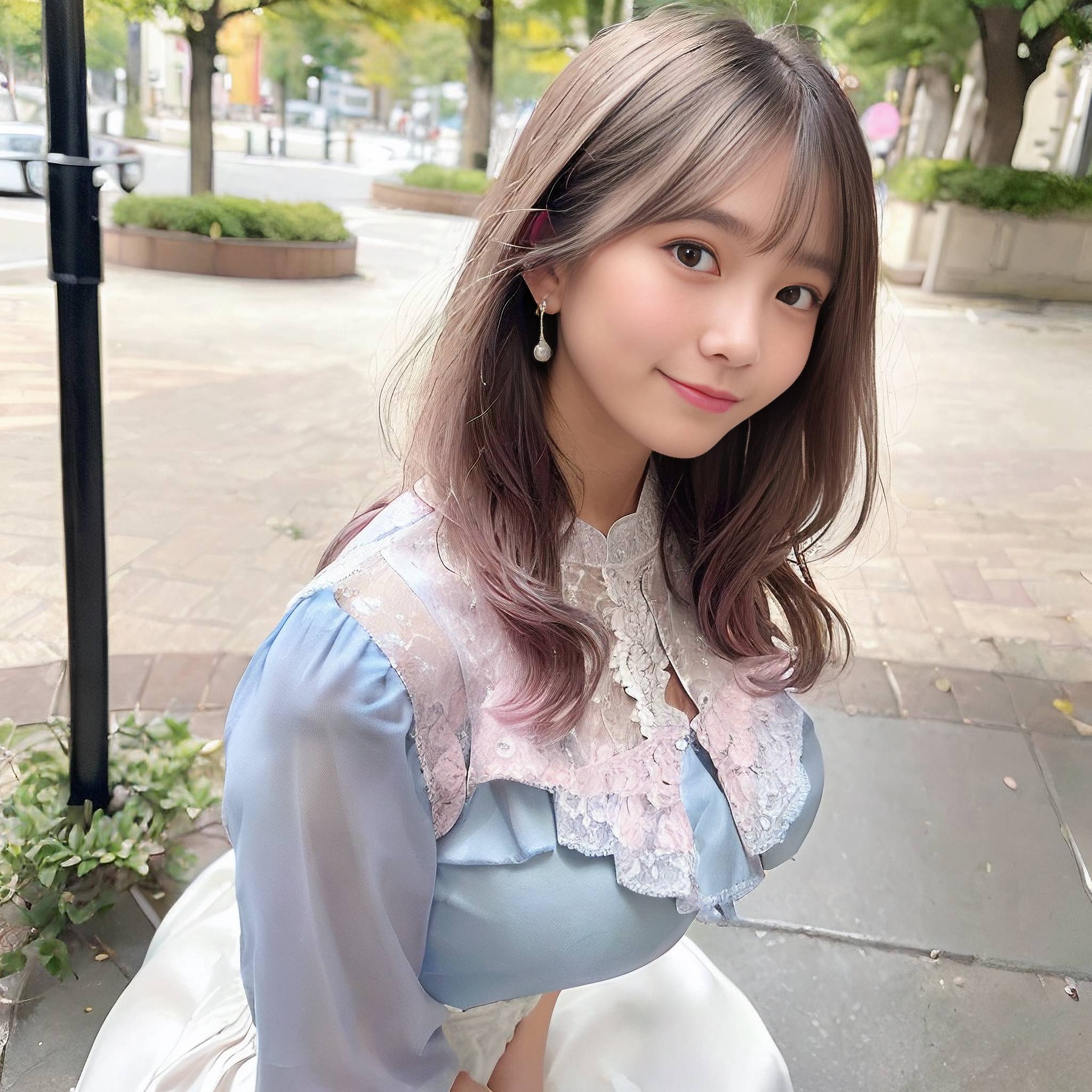 a woman in a pink dress standing next to a fire hydrant 