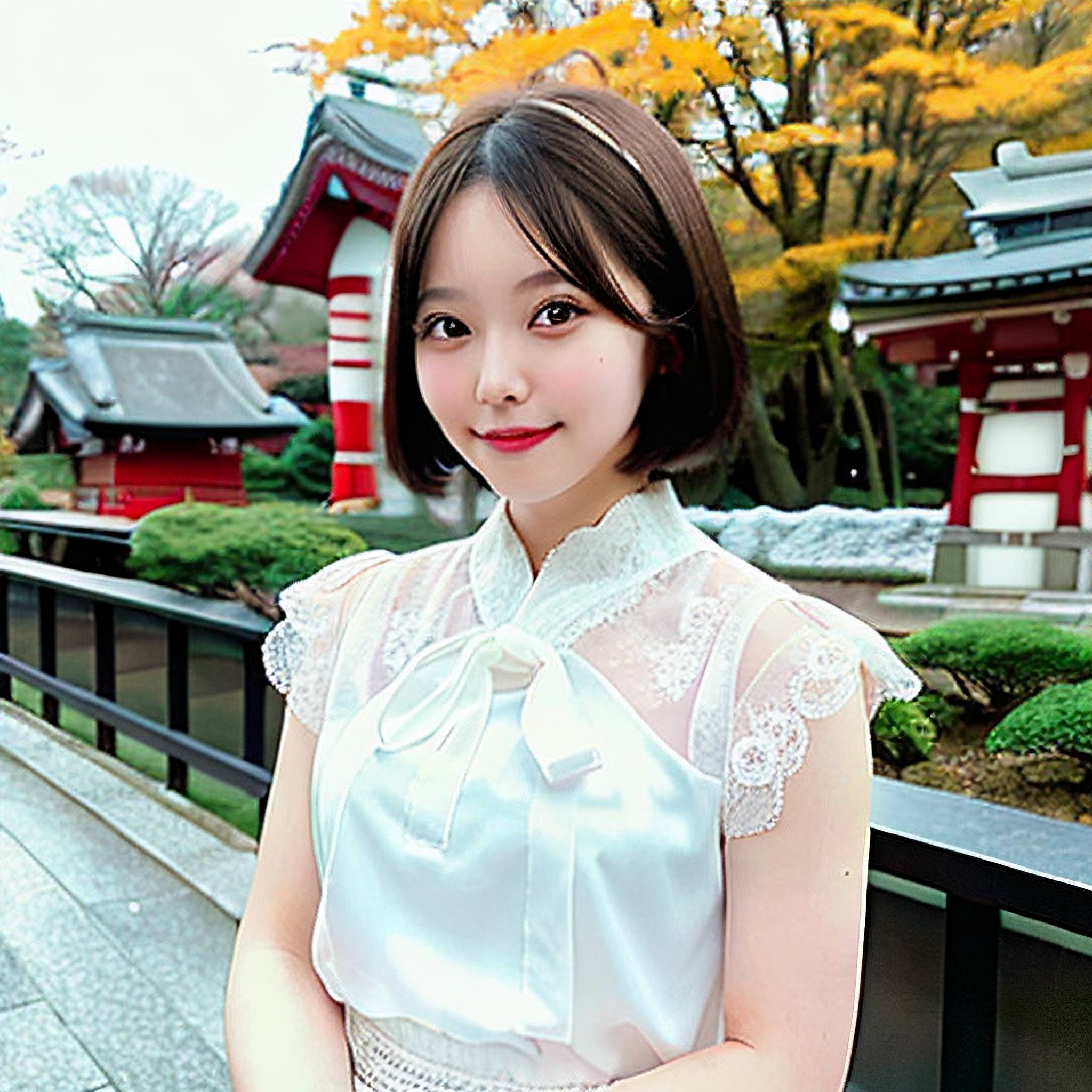 a young woman in a dress is posing for a picture 