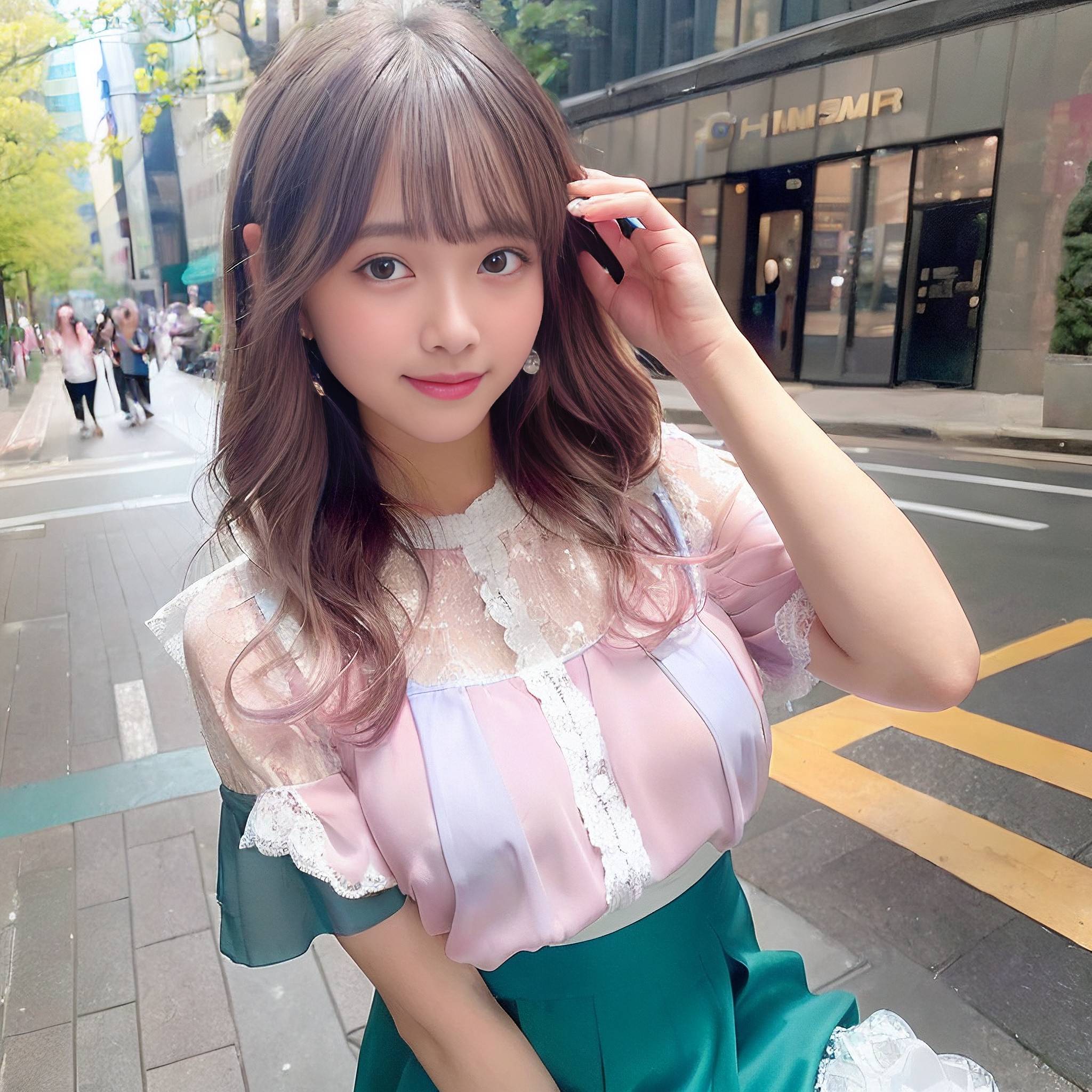 a woman is holding a cell phone to her ear 