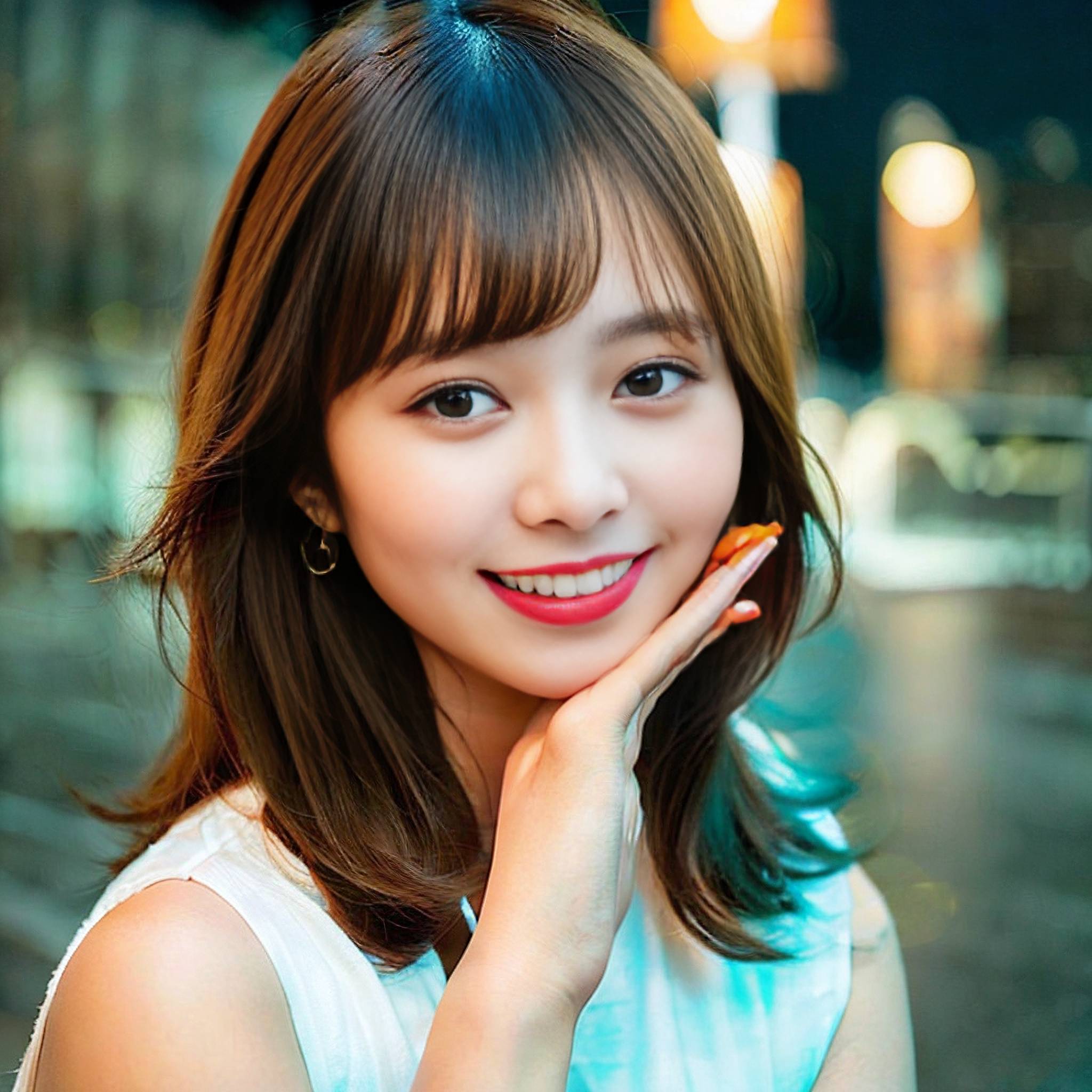 a young woman smiles as she holds a piece of paper 