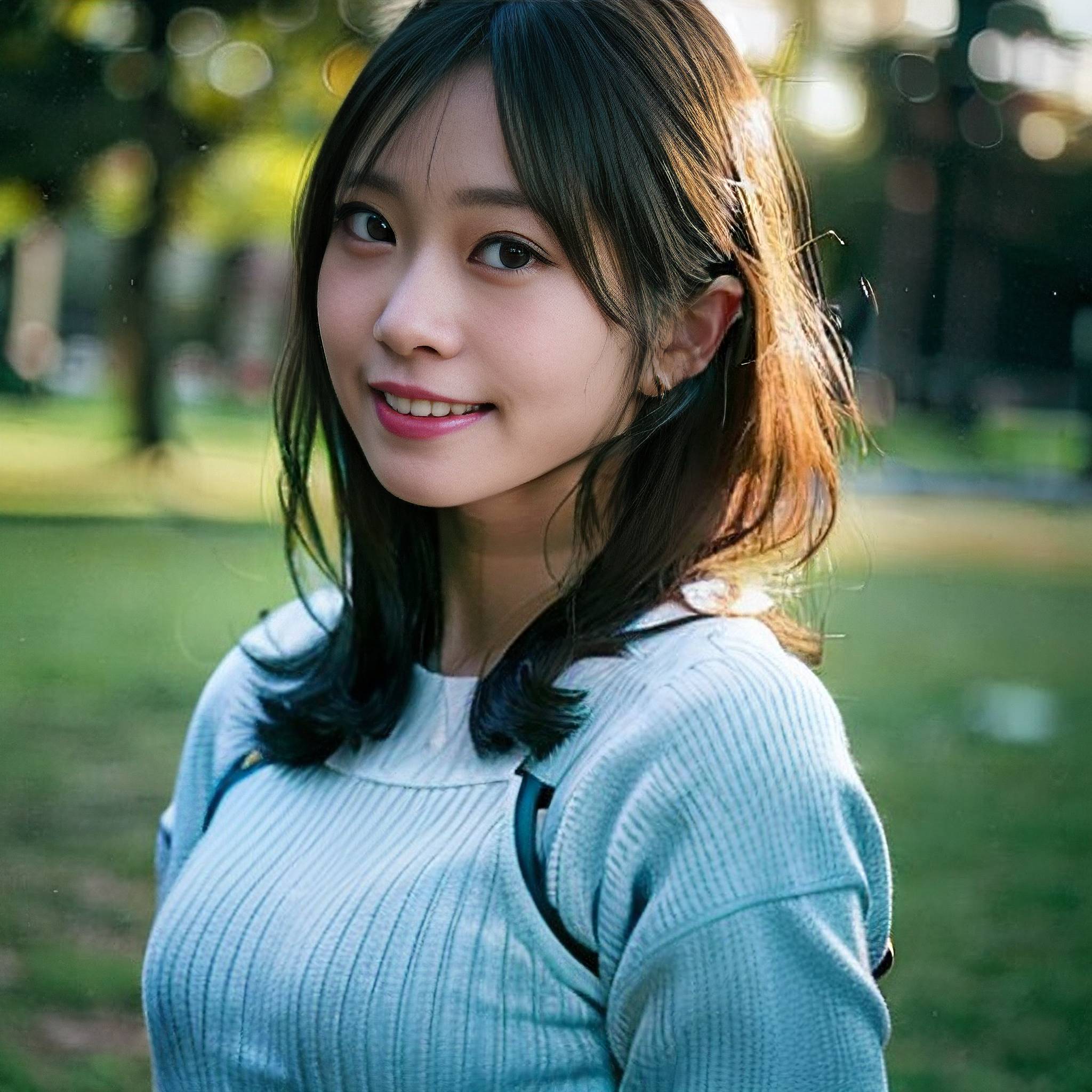 a young woman smiles as she poses for a picture 