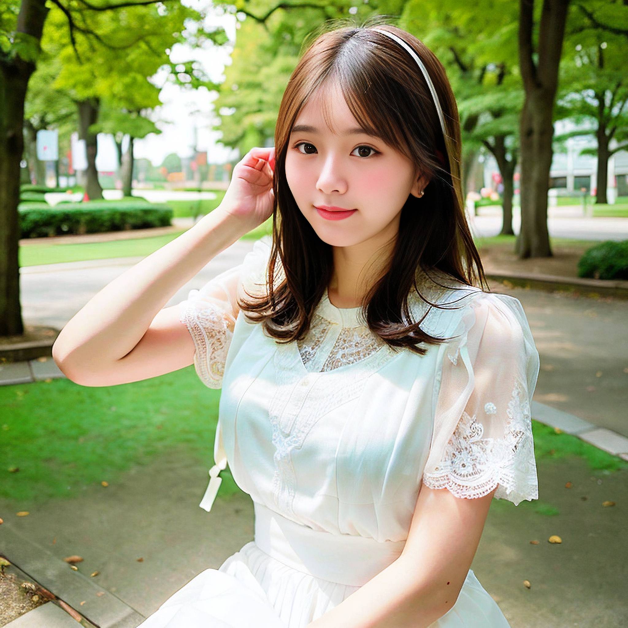 a woman in a white dress holding a white flower 