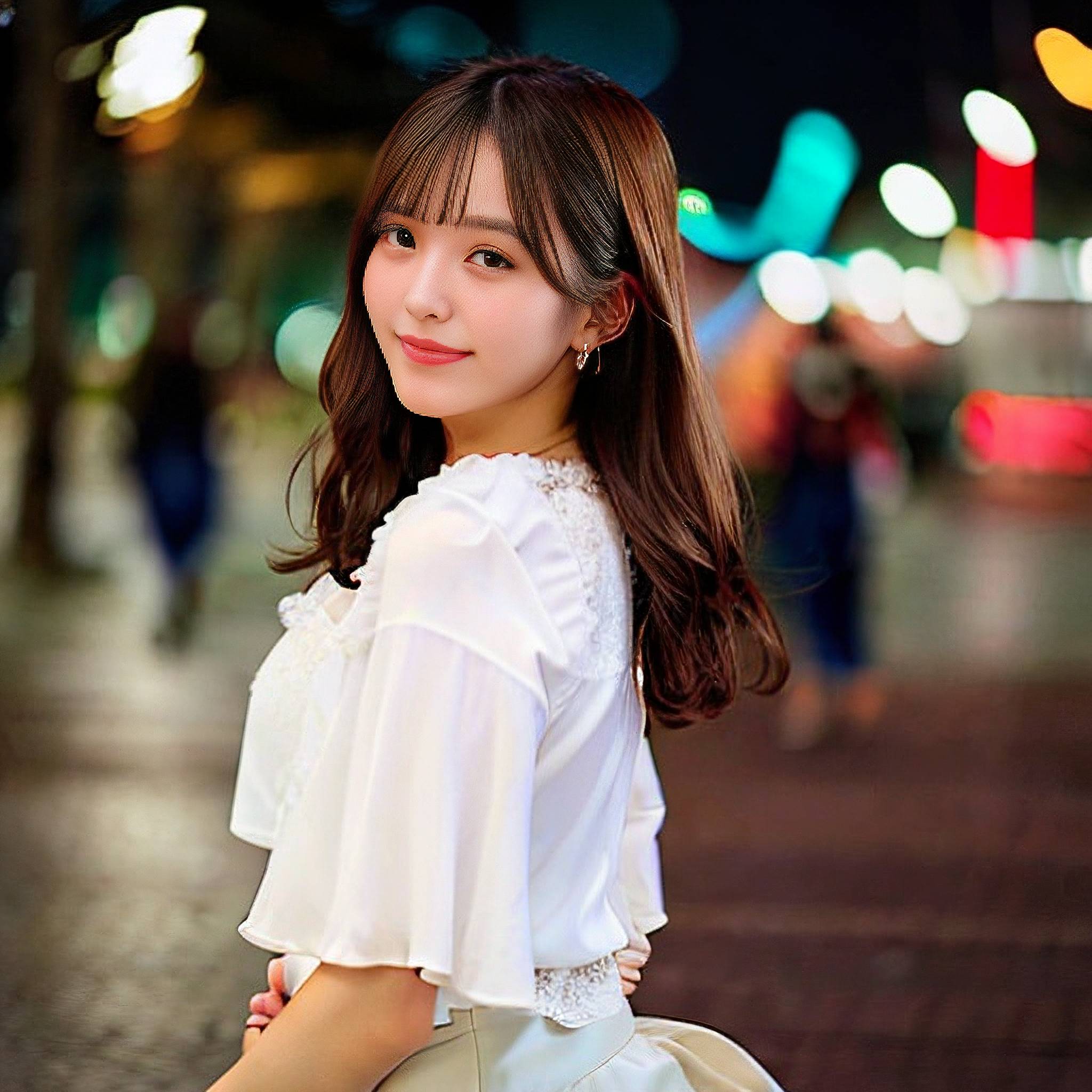 a young girl is sitting on a sidewalk 
