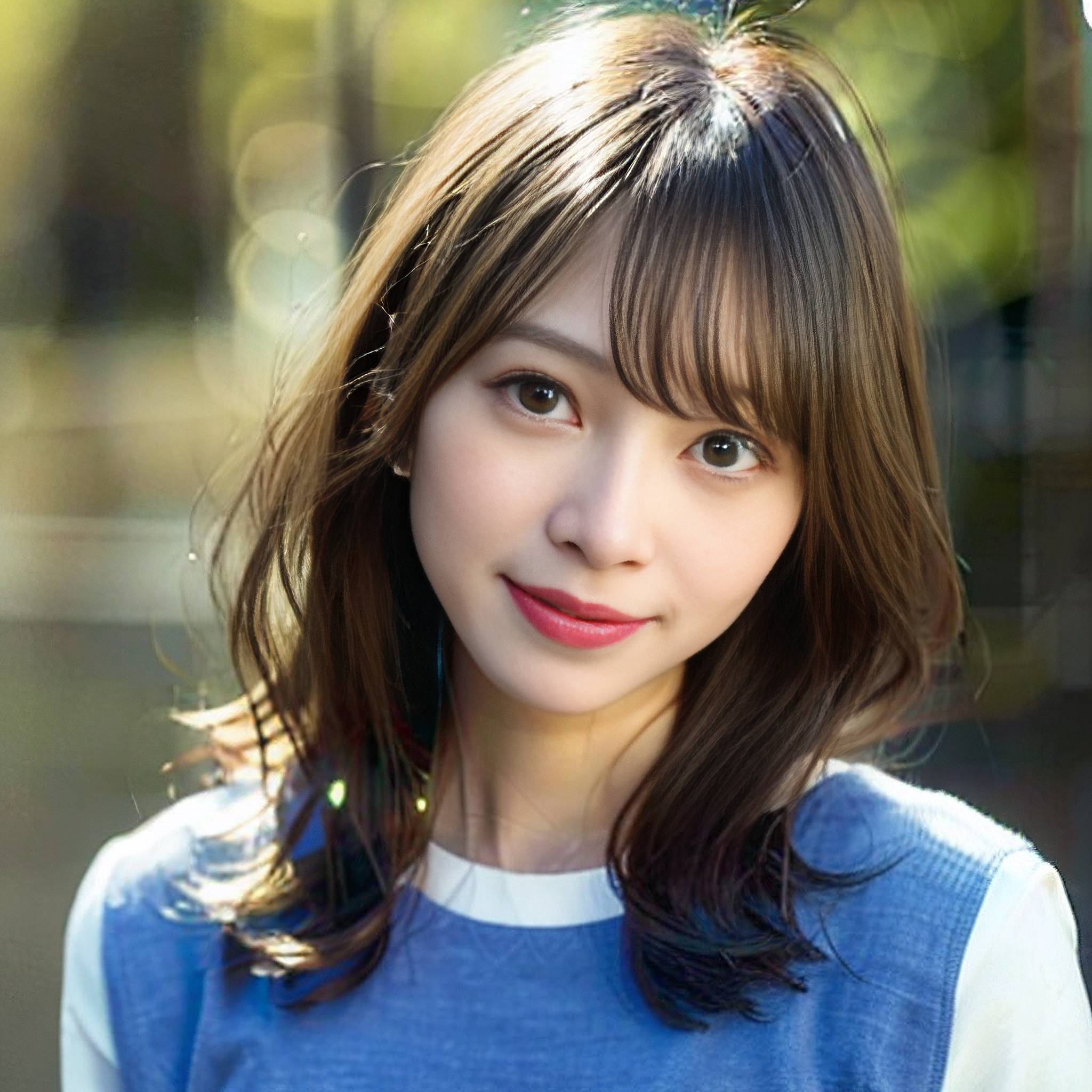 a young woman is smiling while holding a pink flower 