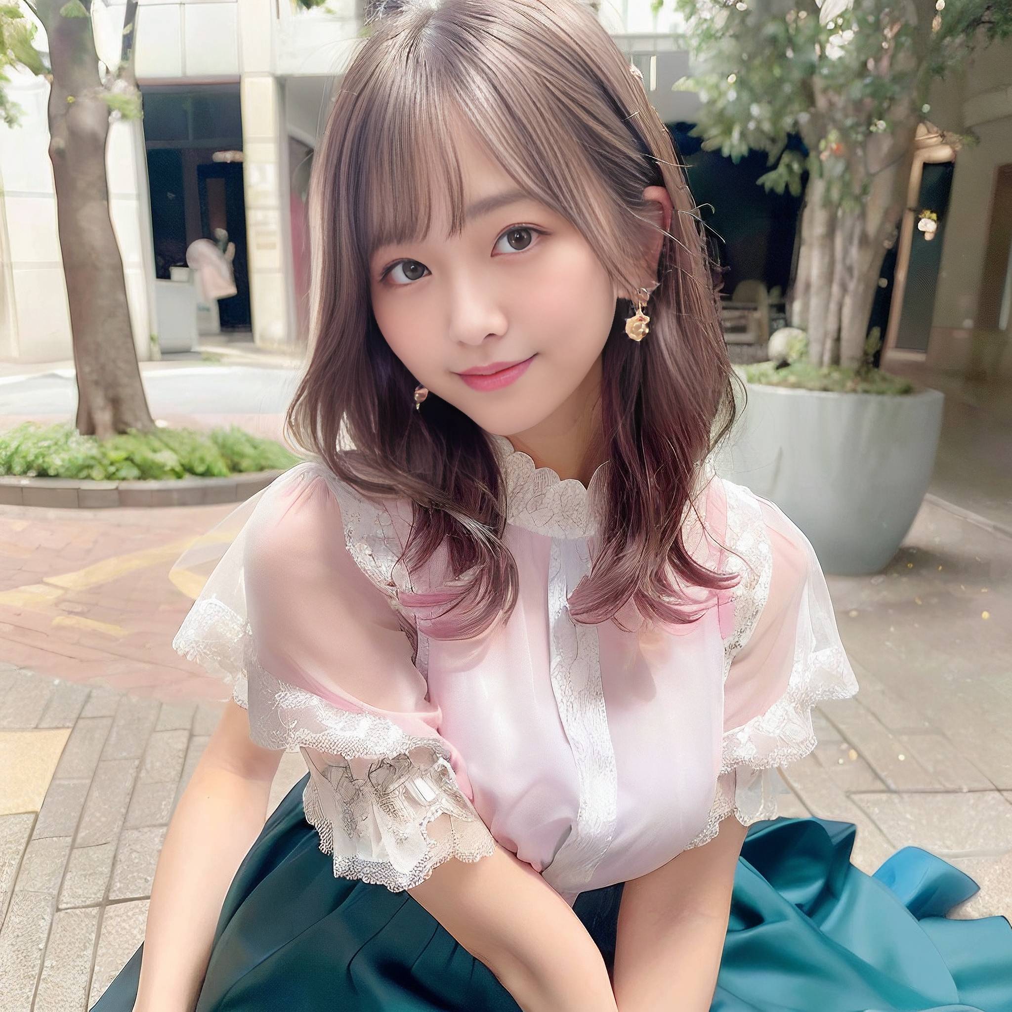 a beautiful young woman sitting on a park bench 