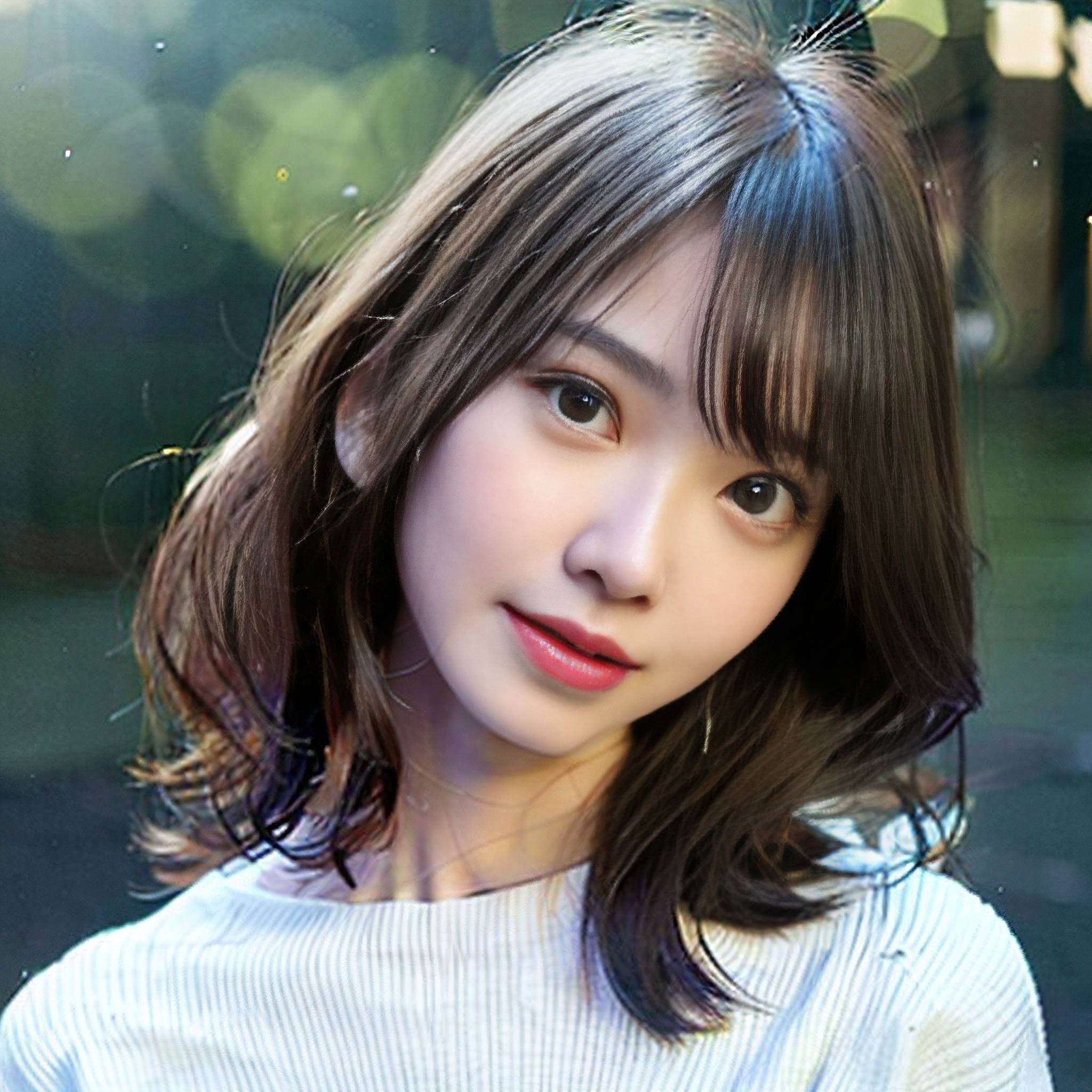 a woman with long hair standing in front of a window 