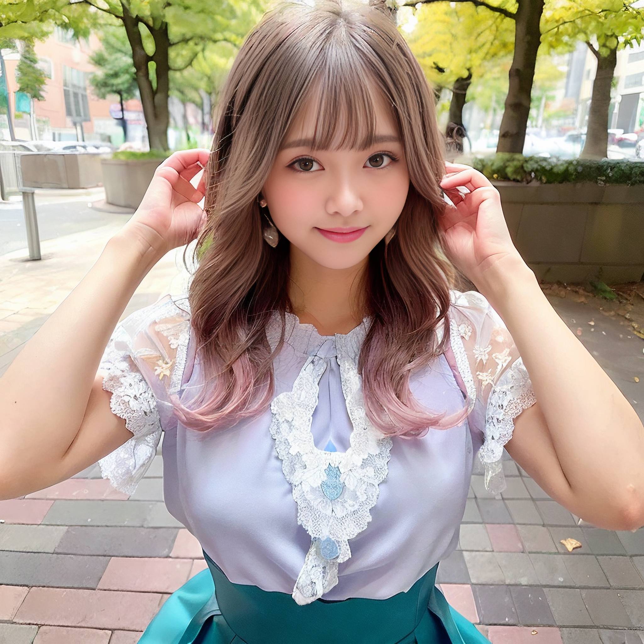 a young girl in a pink dress posing for a picture 