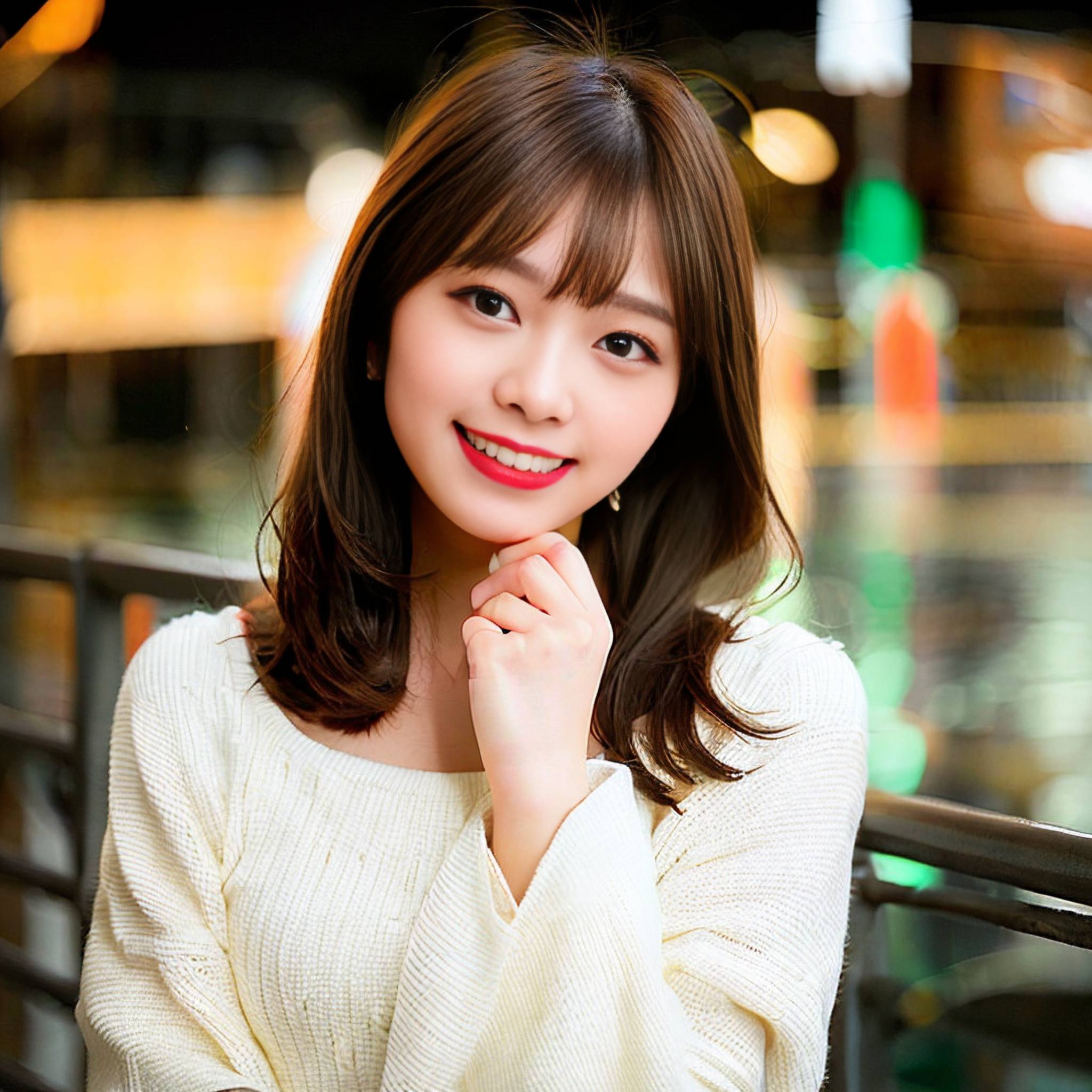 a woman smiles as she poses for a picture 