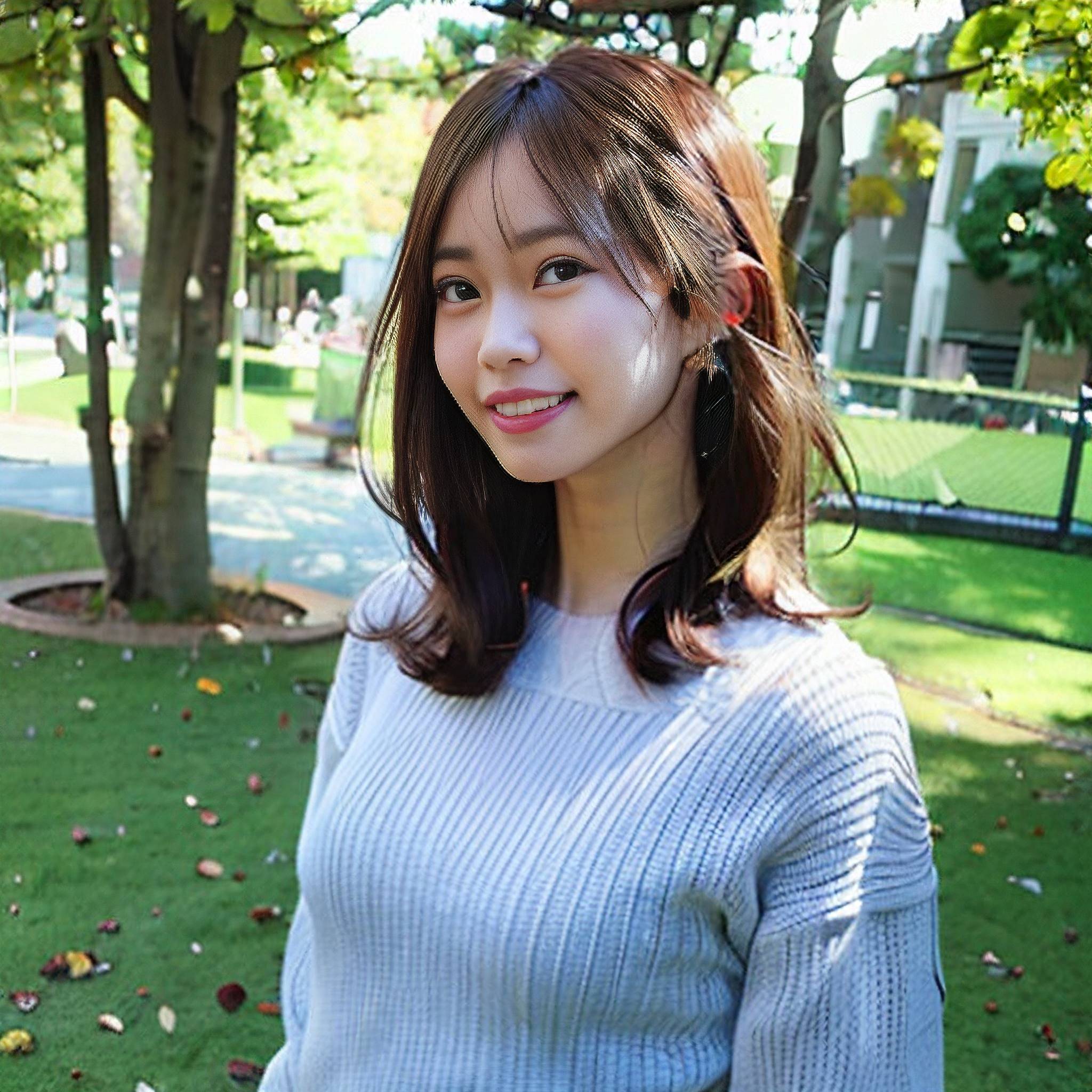 a woman smiles as she poses for a picture 