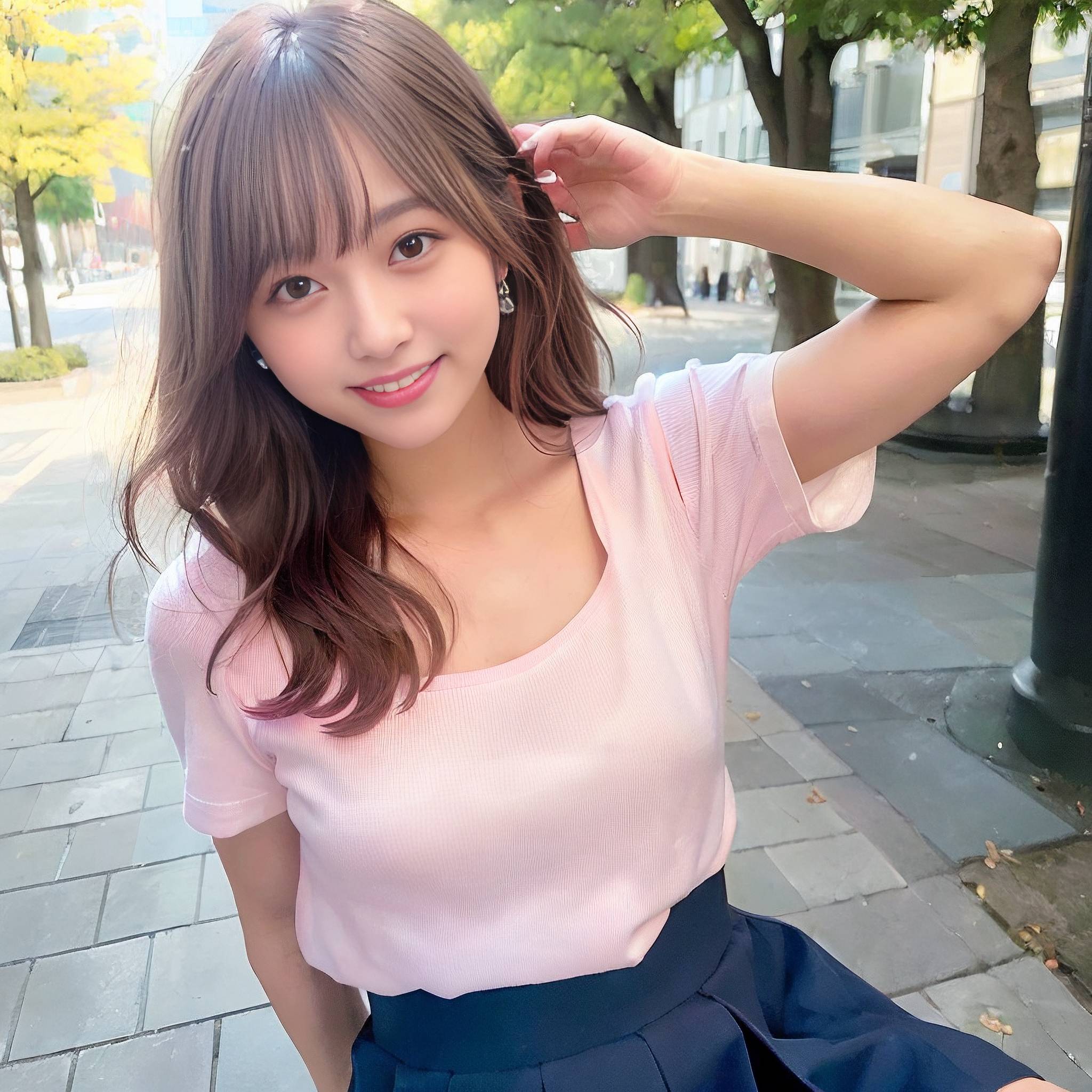 a young woman is posing for a picture 