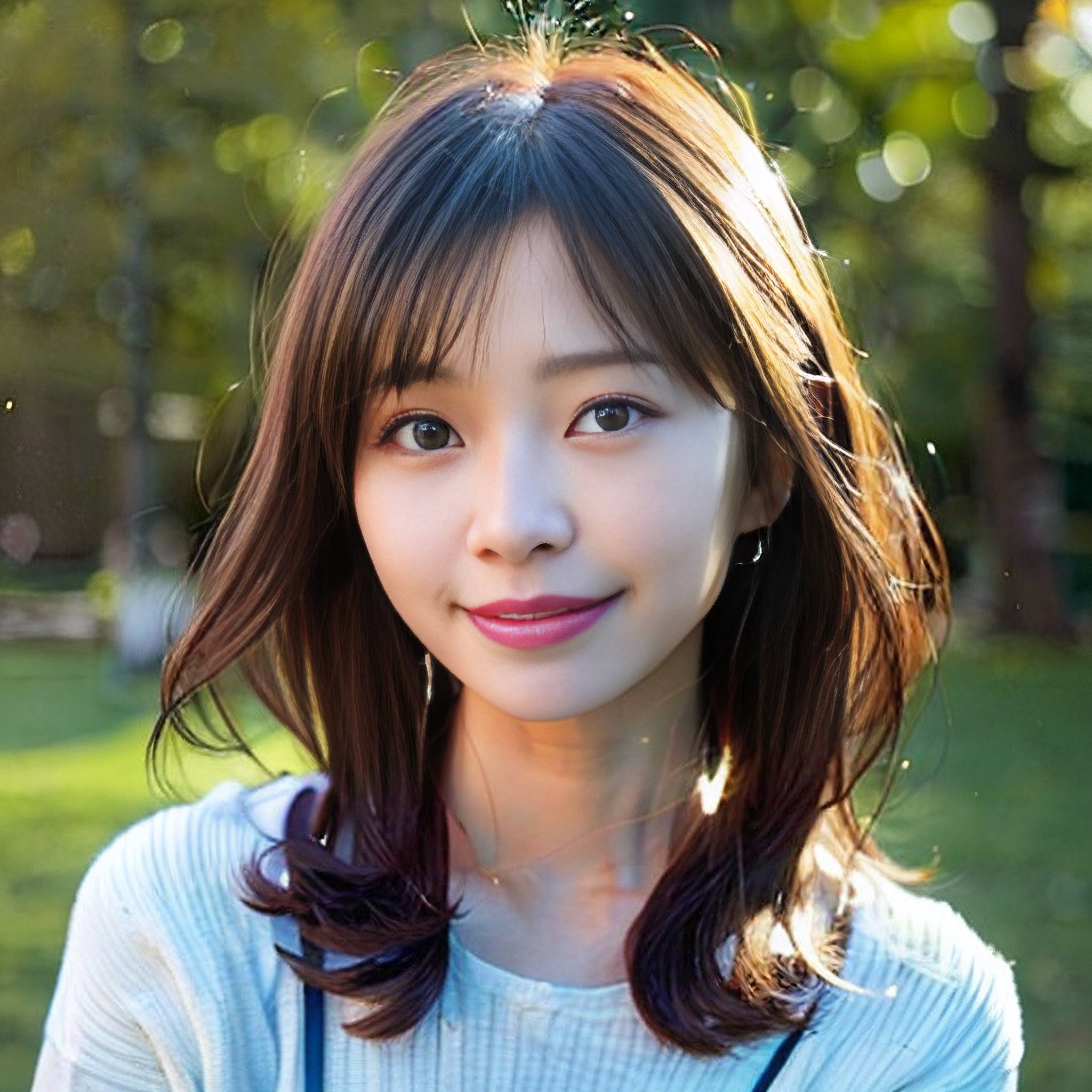 a beautiful young woman standing in a grassy field 