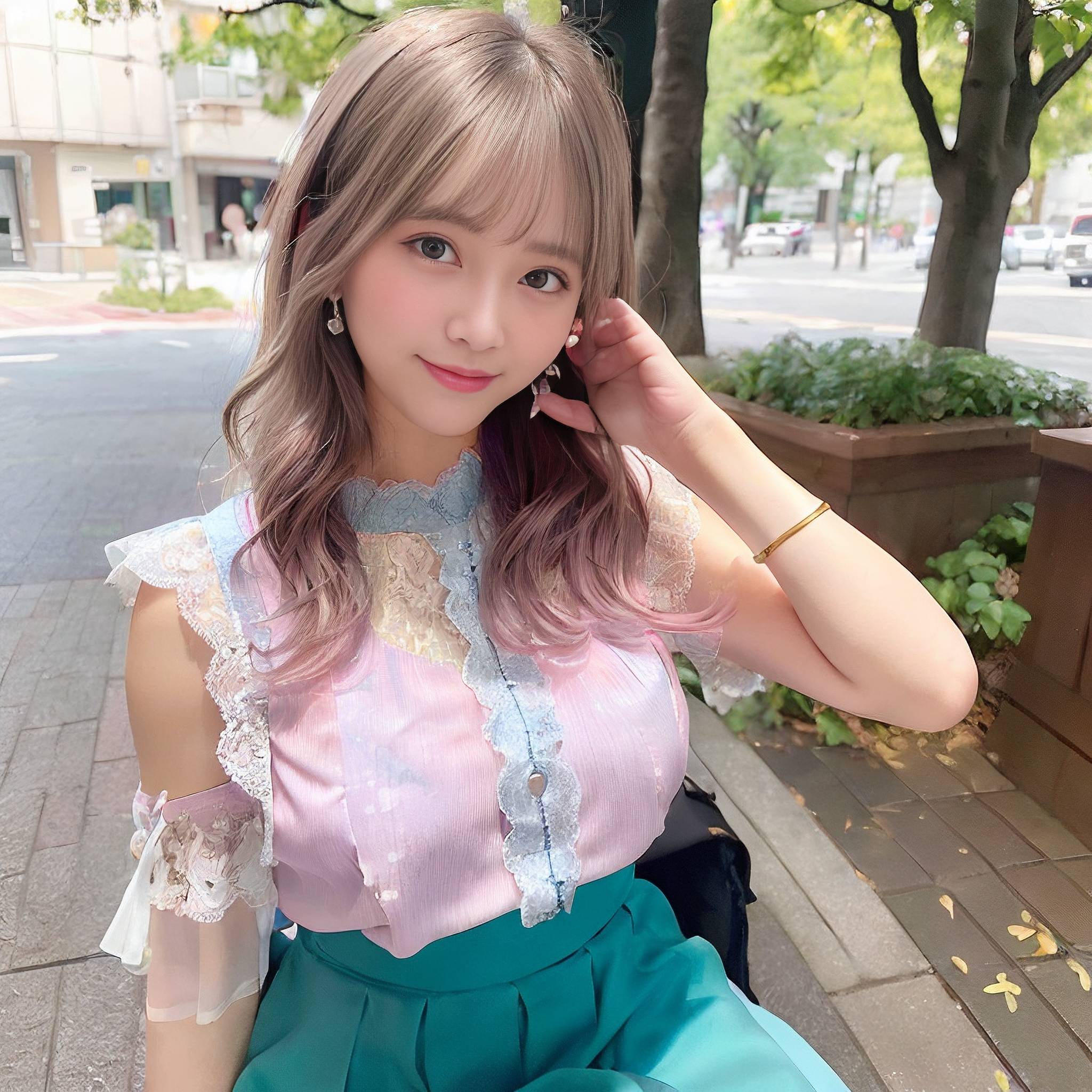 a young girl in a pink dress is talking on a cell phone 