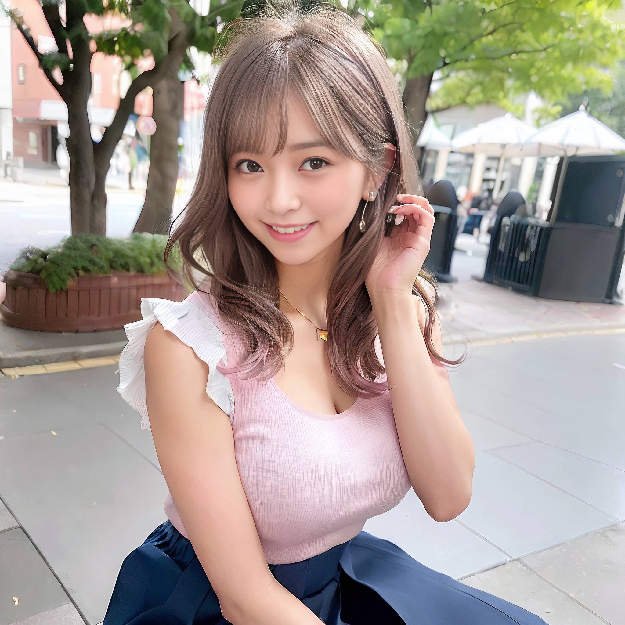 a young woman is talking on her cell phone 