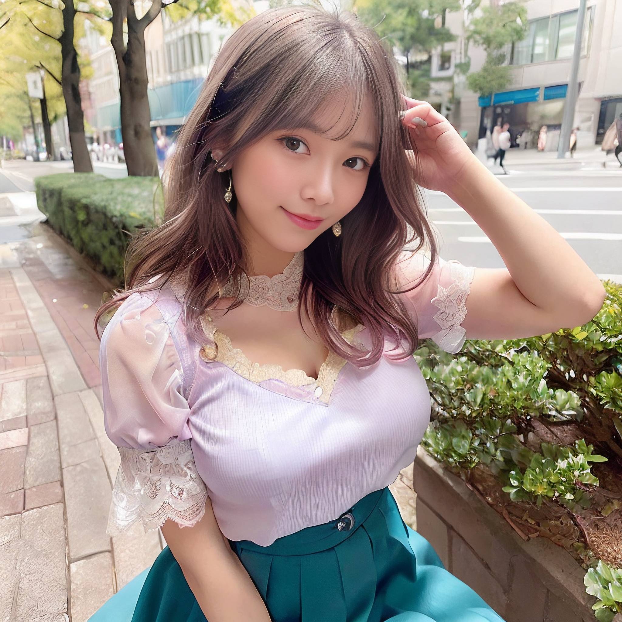 a young girl is posing for a picture 