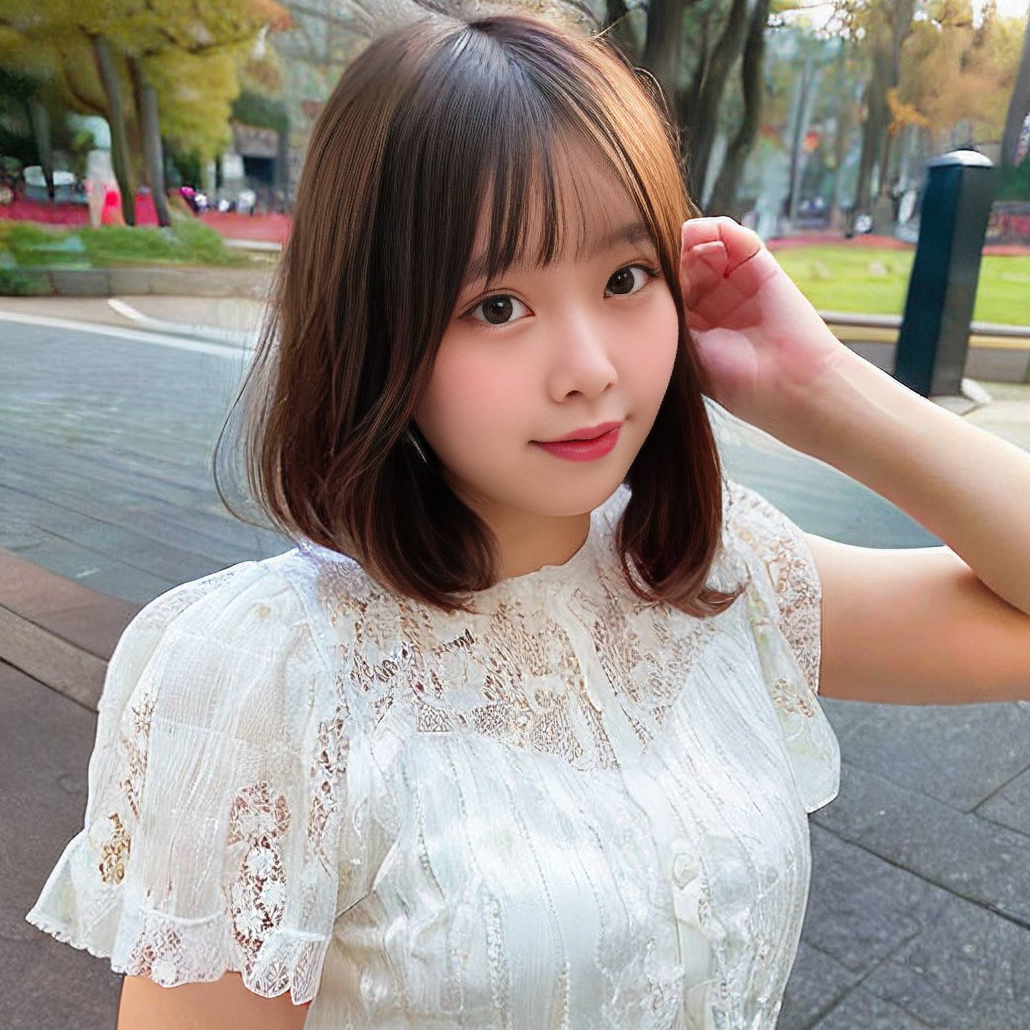 a young girl is posing for a picture 