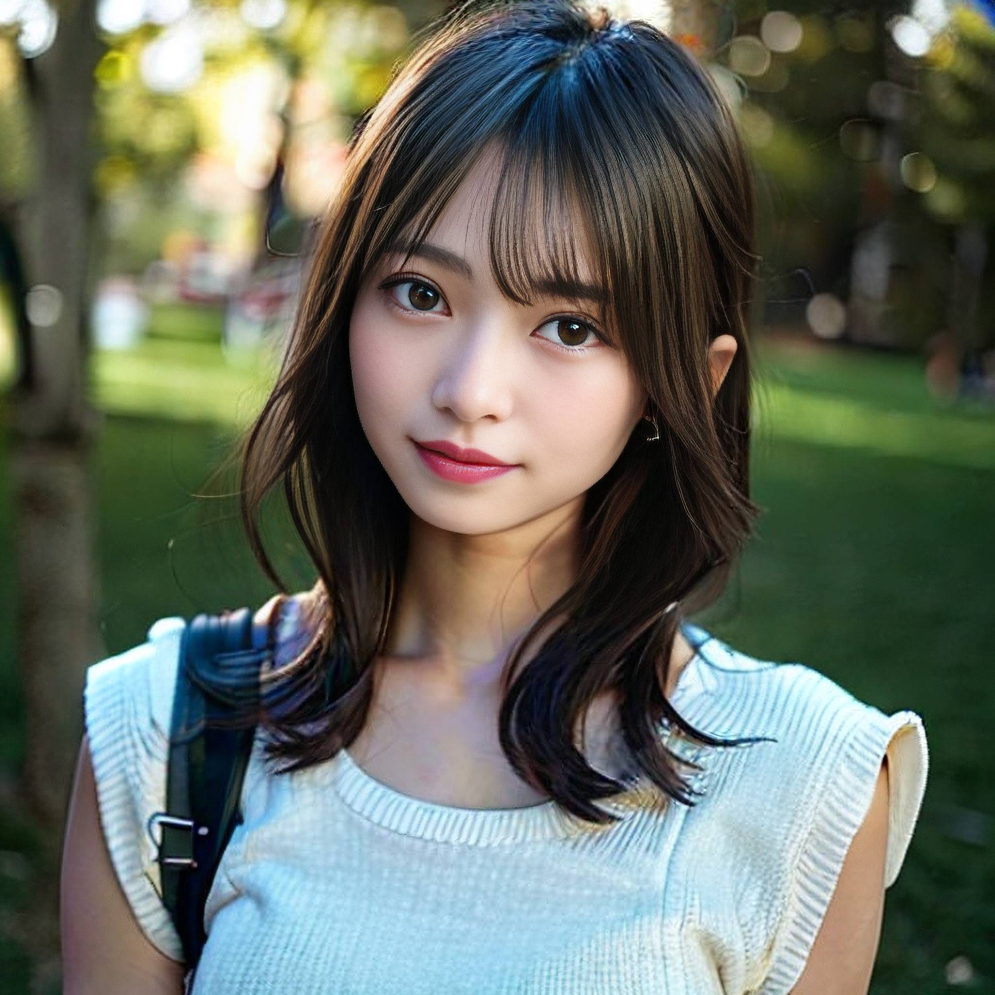 a young woman holding a black and white polka dot umbrella 