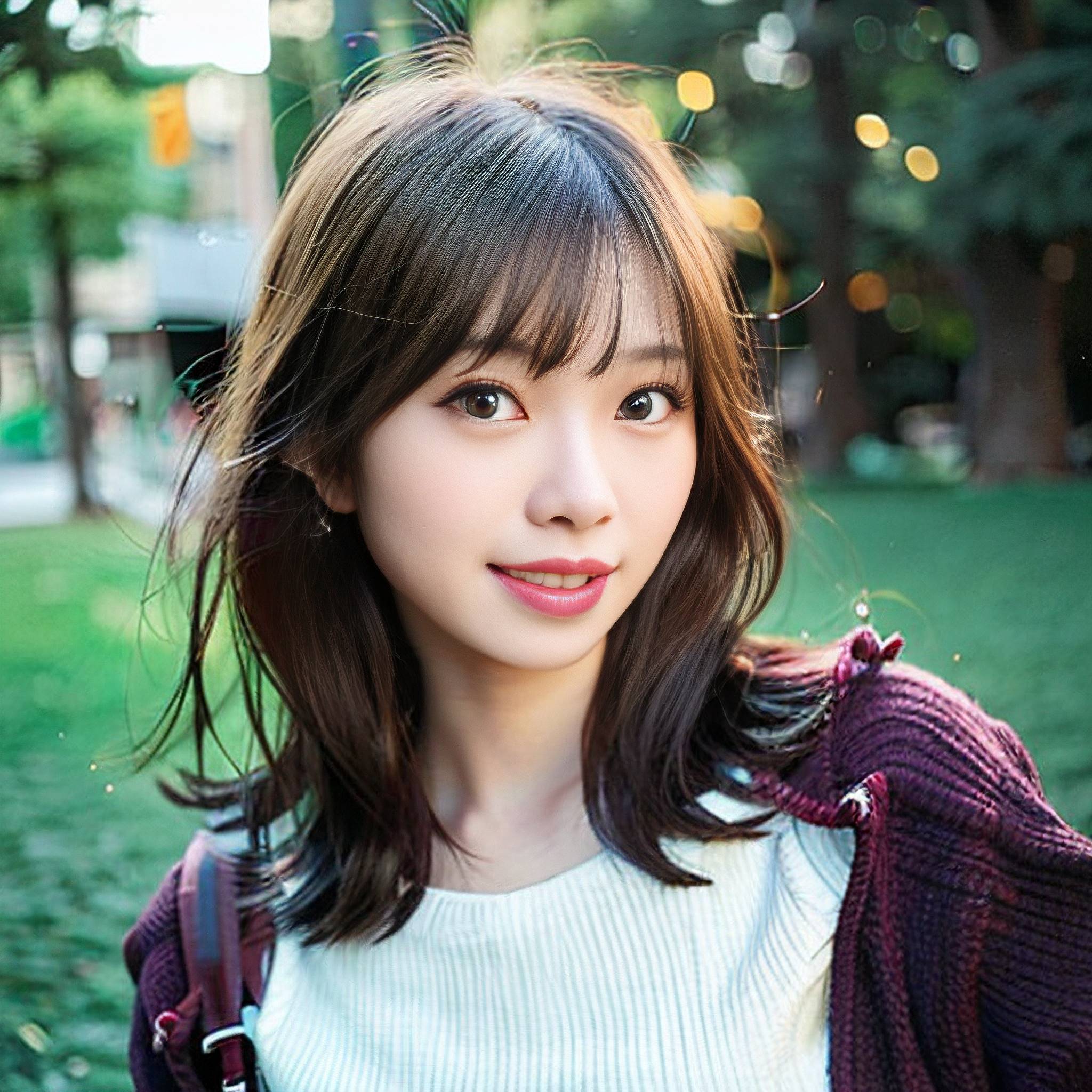 a young woman is smiling while holding a flower in her hand 