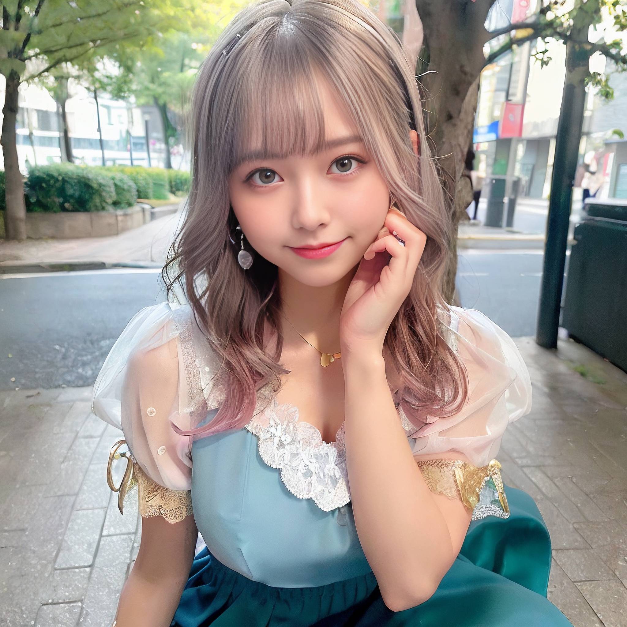 a young girl wearing a pink dress and holding a pink purse 