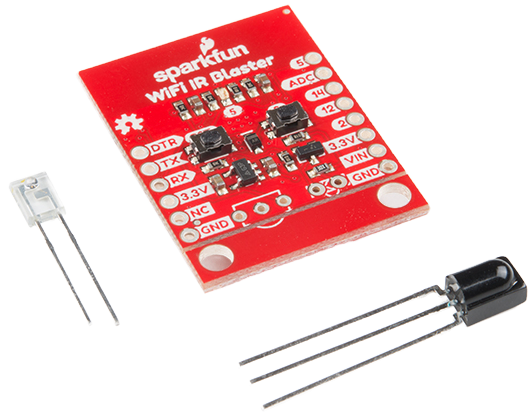 Ví dụ mạch ESP8266 IR blaster với LED phát và mắt nhận hồng ngoại