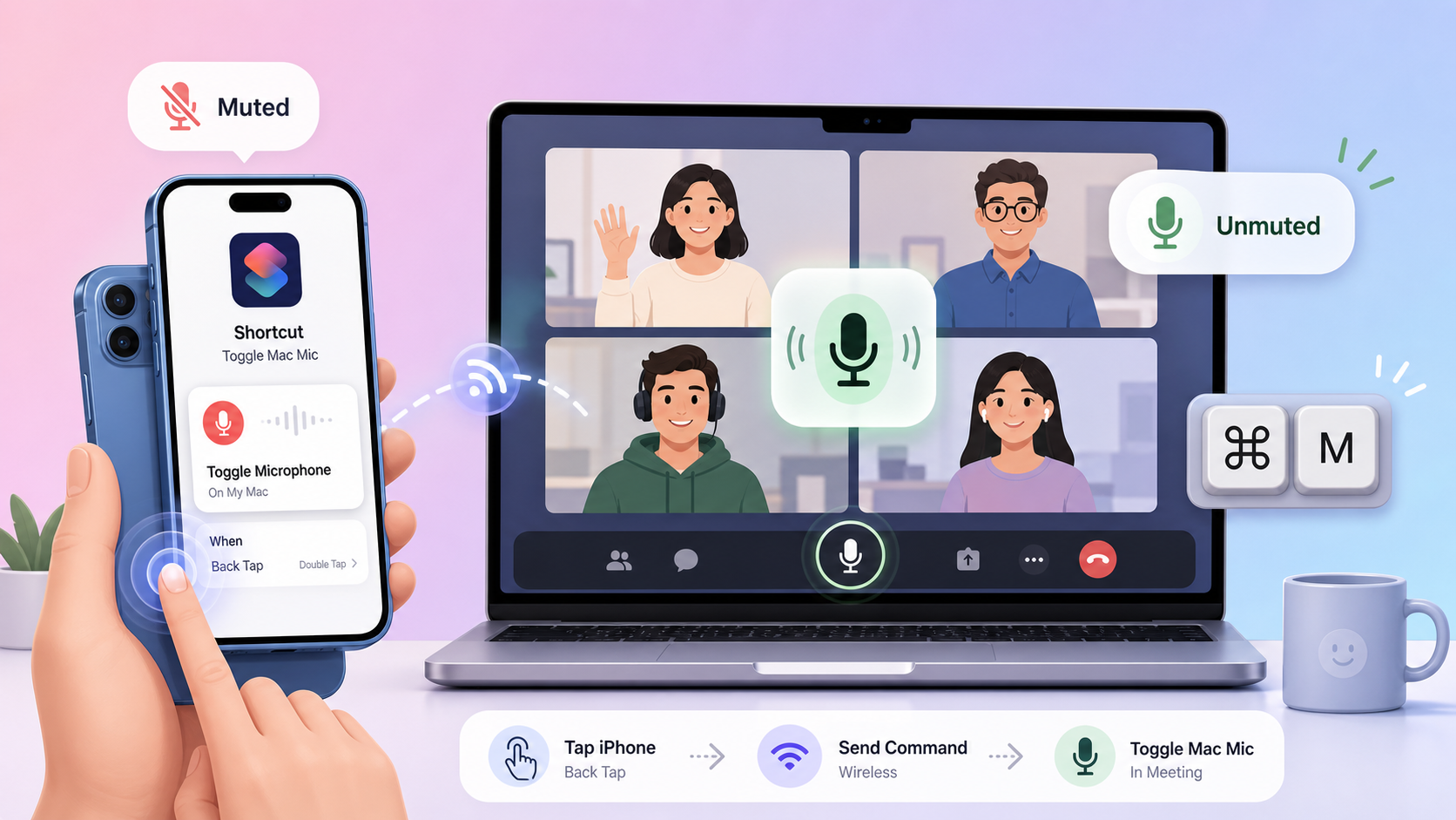 Biến iPhone thành remote bật tắt mic cho Mac khi họp online
