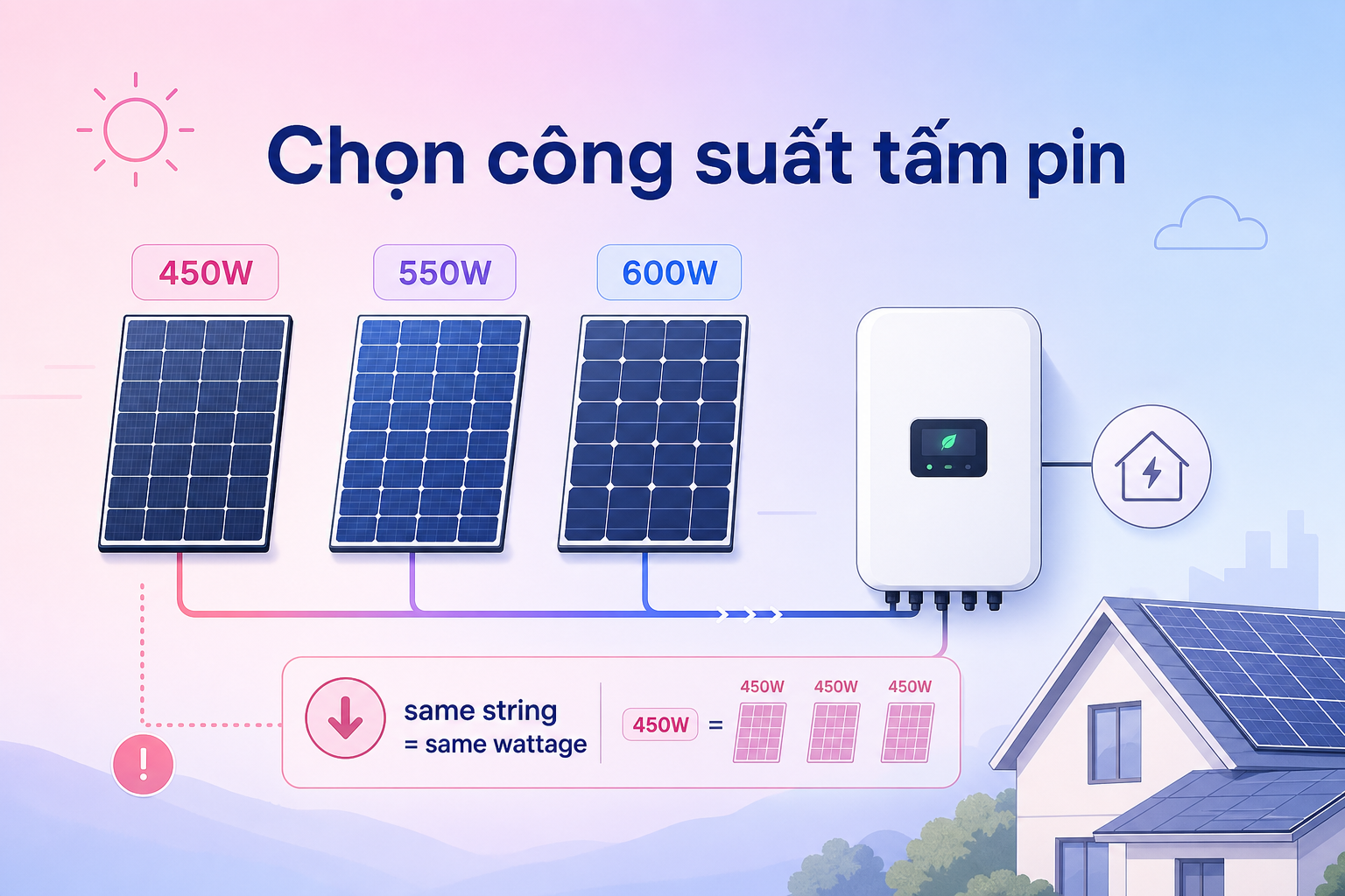 Nên chọn mua tấm pin mặt trời công suất bao nhiêu?
