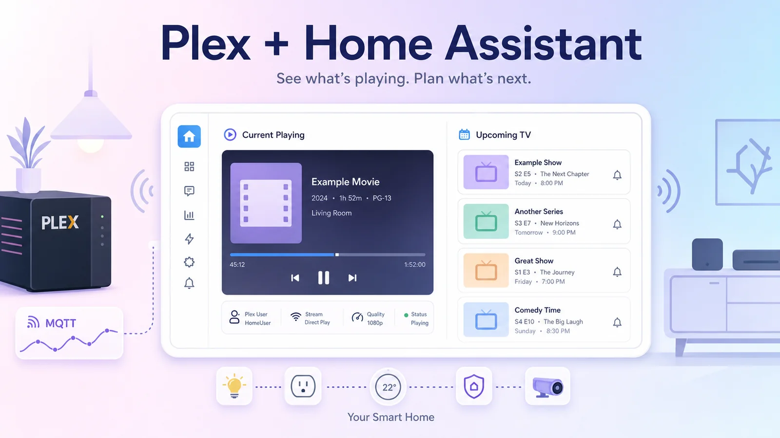 Hiển thị Plex Current Playing và lịch phim sắp chiếu trên Home Assistant