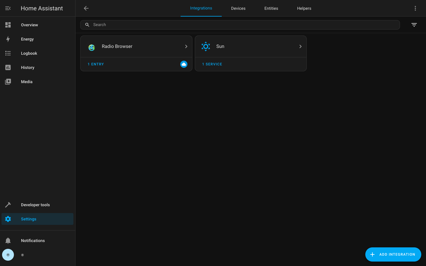 HACS integration search screen in Home Assistant