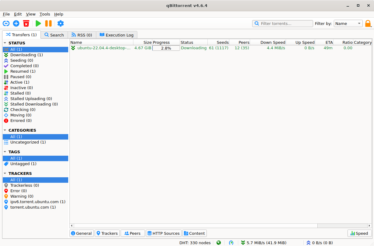 Giao diện qBittorrent download client