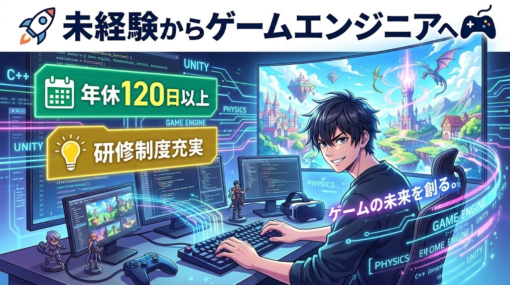 未経験OKのゲームプログラマー｜年休120日以上、住宅手当あり、研修充実