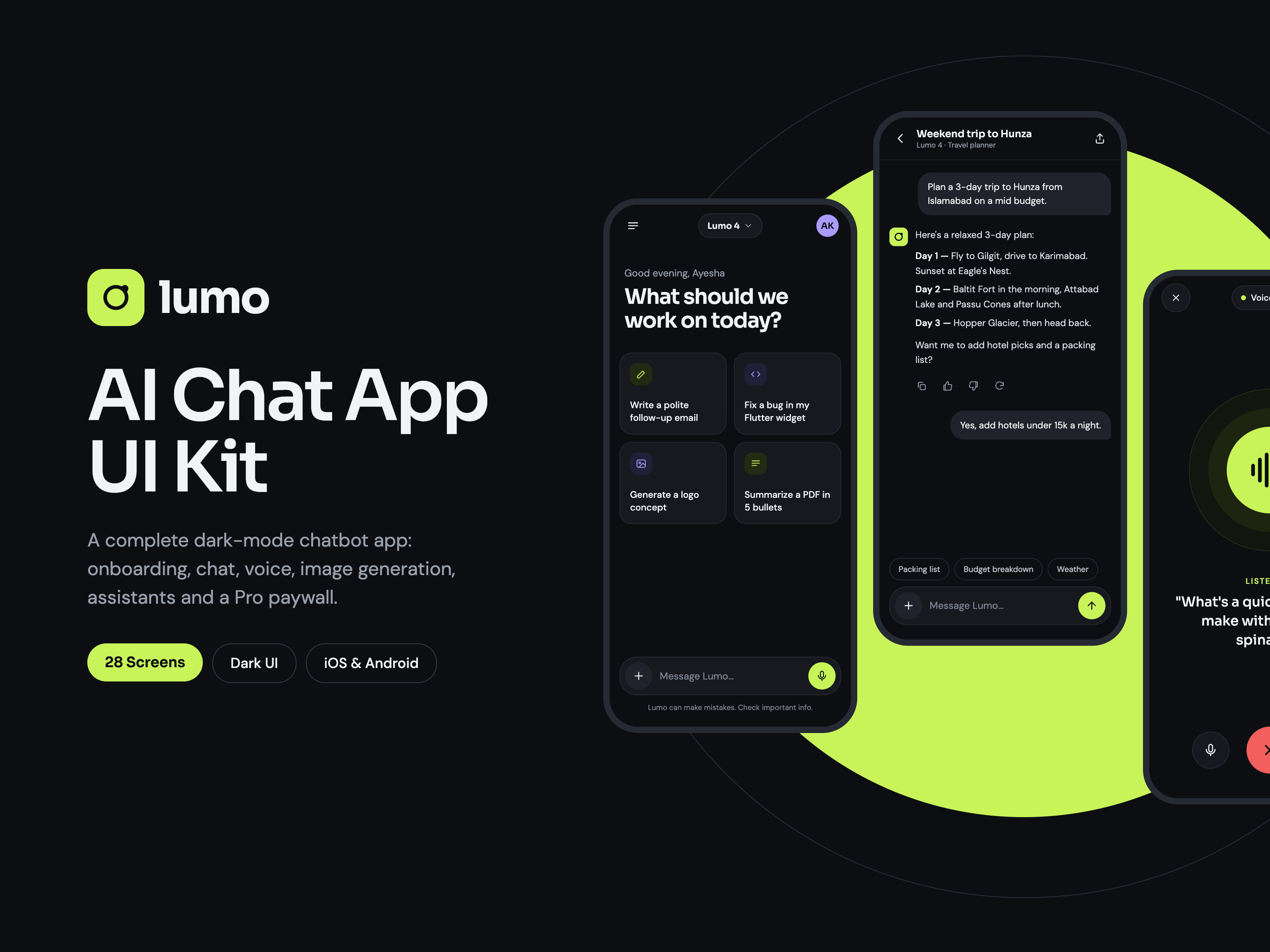 Lumo – AI Chat App UI Kit preview