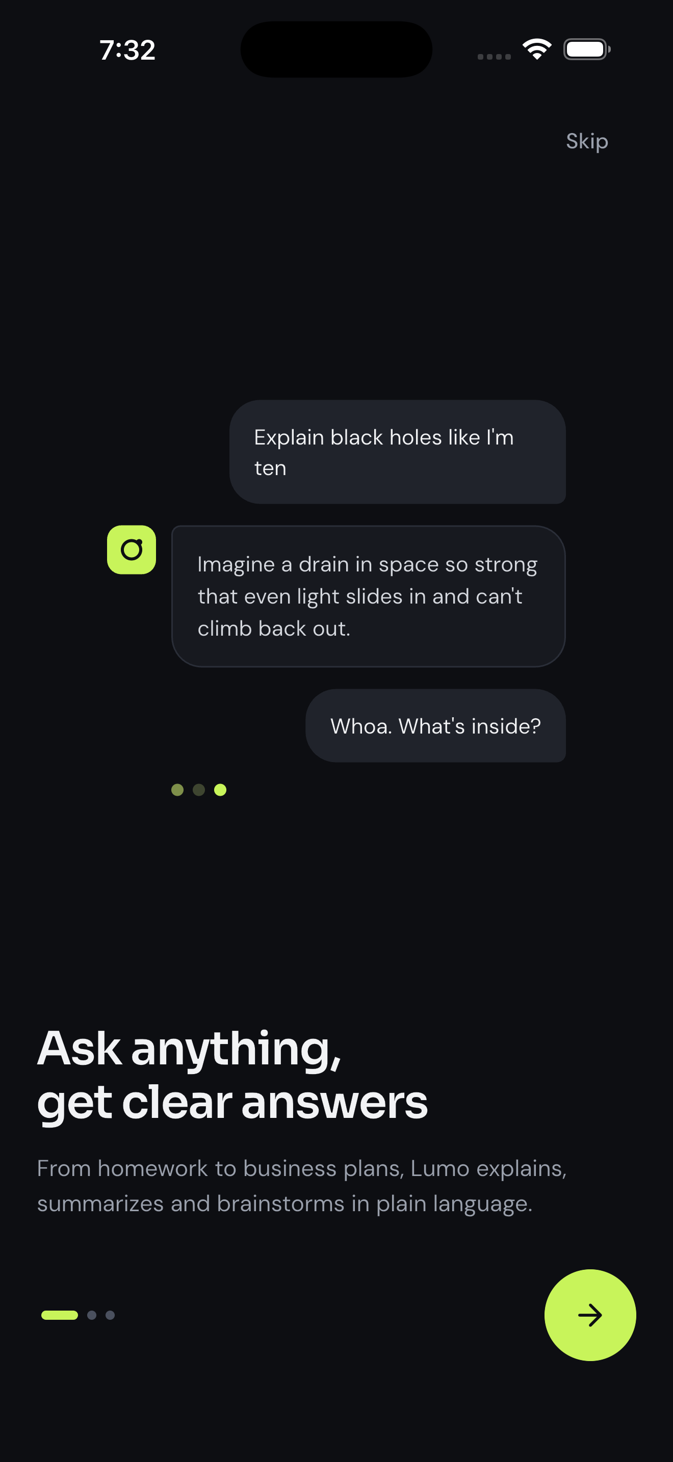 Lumo – AI Chat App UI Kit screen 1