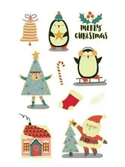 Set of Christmas stickers the arrival of Santa thumb 1
