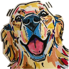 Golden retiever dibujo decolores – Tatuajes temporales de animales