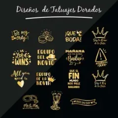 Set de 60 Tatuajes dorados surtidos para Bodas thumb 1