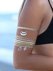 Dorado o Plateado por Medidas | Tatuaje Temporal | Calcomanía thumb 4