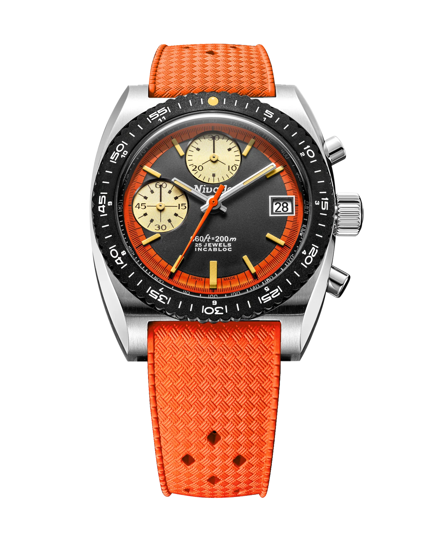 Autochron Orange Automatic on orange Tropic rubber strap