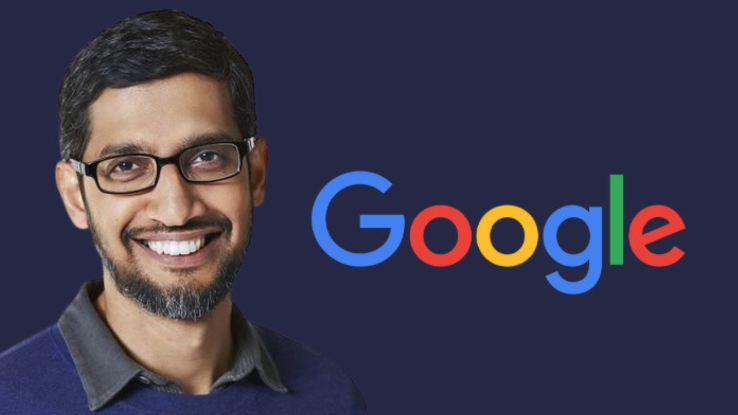 Sundar Pichai at Google event, relaxed and confident, tech leader