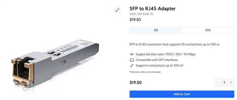 UniFi Dream Machine setup with SFP adapter in action