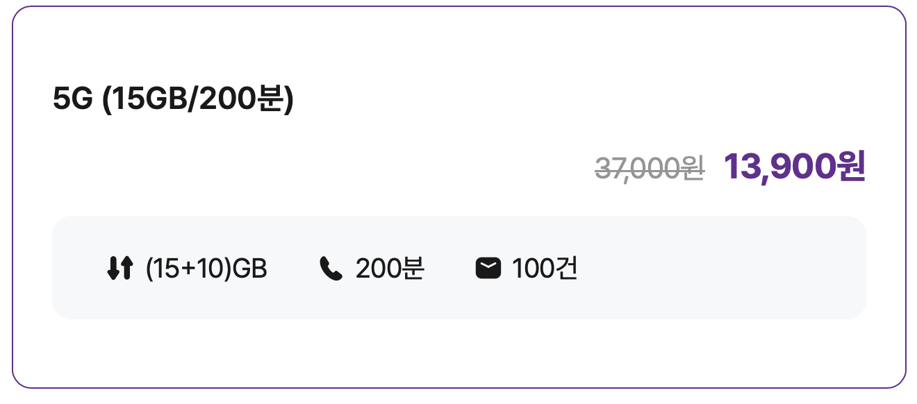 5G유심(15GB/200분)