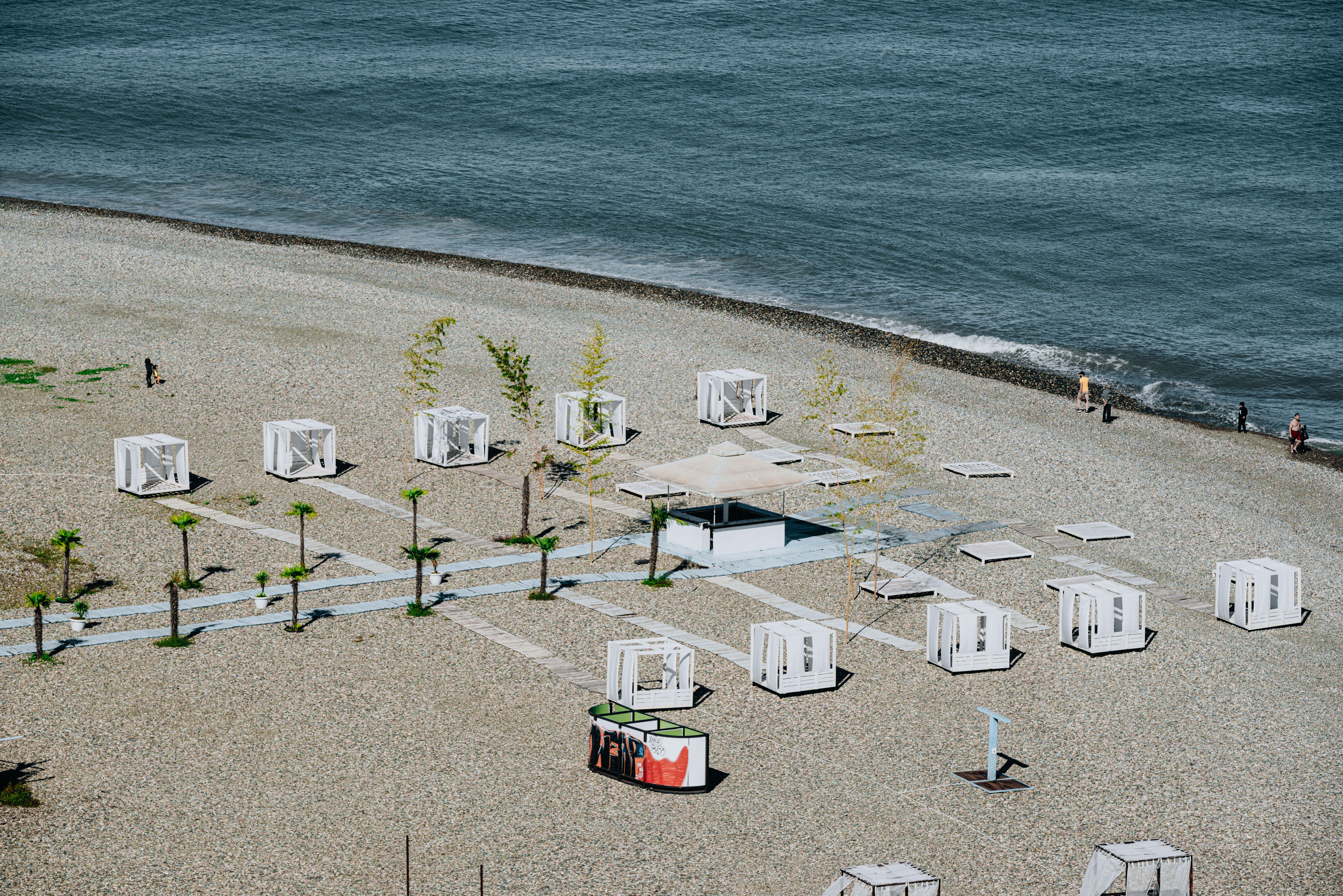 A customizable modular gazebo design, showcasing various configurations that can adapt to different outdoor spaces. The scene highlights options for p