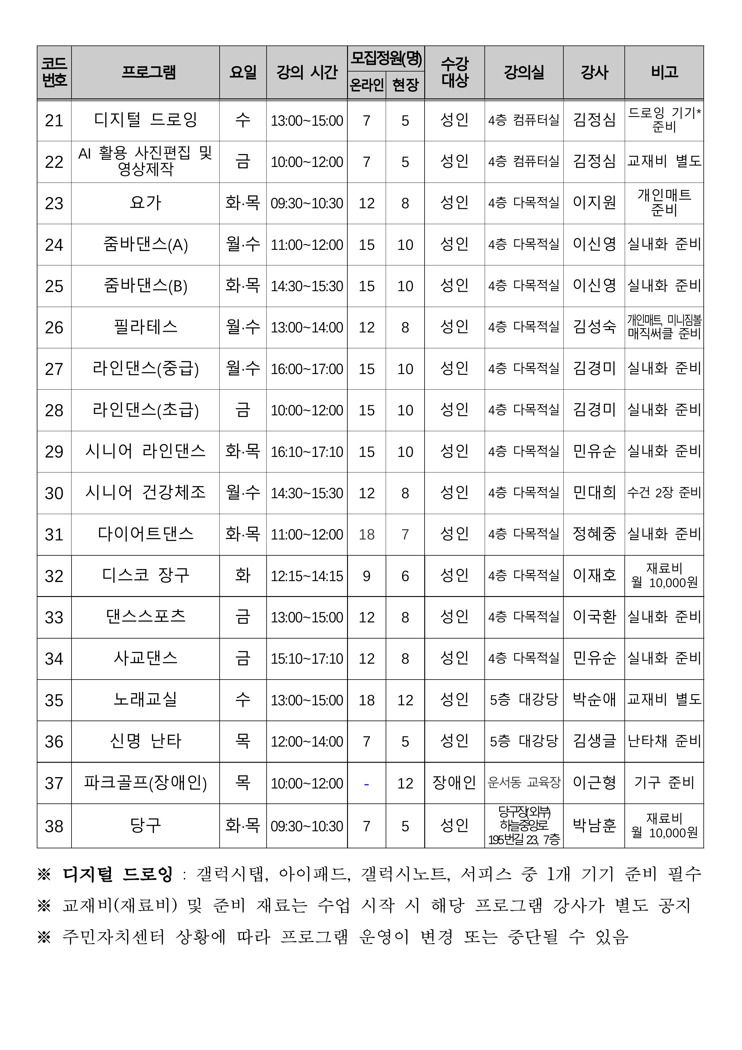 프로그램 안내 4