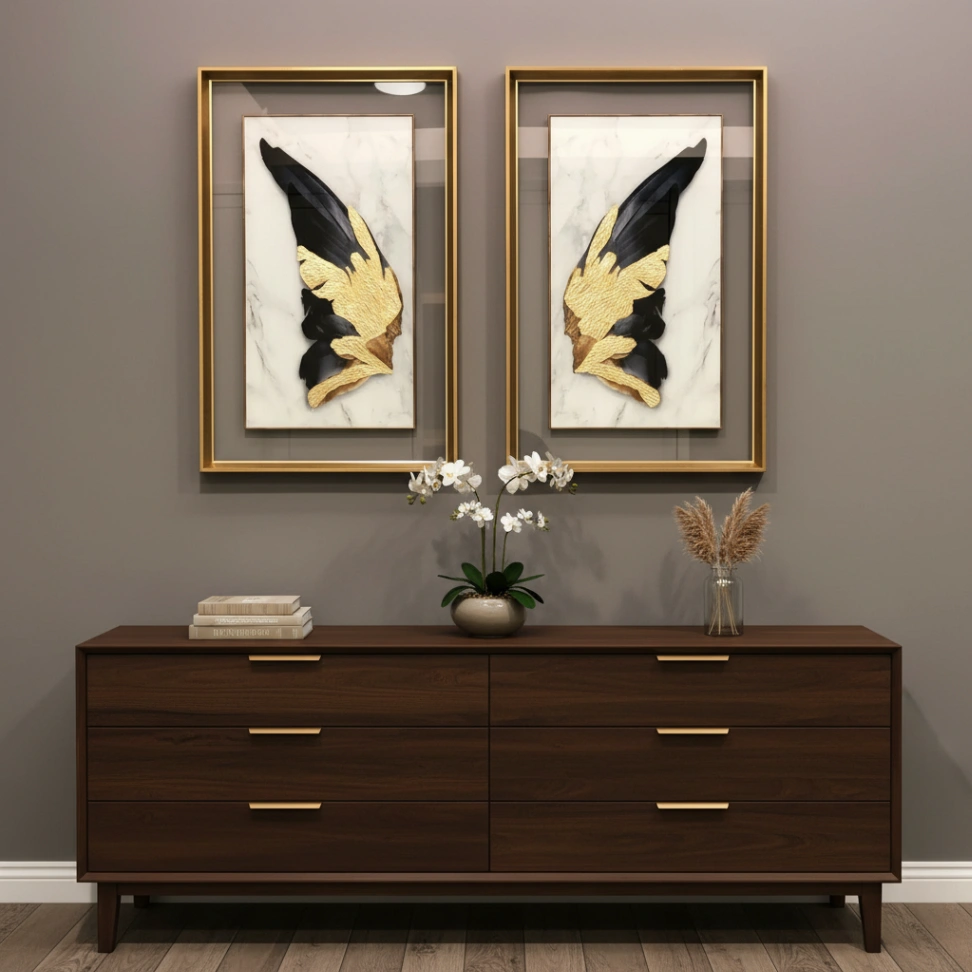 Gold varak detaylı melek kanadı - Resim 1