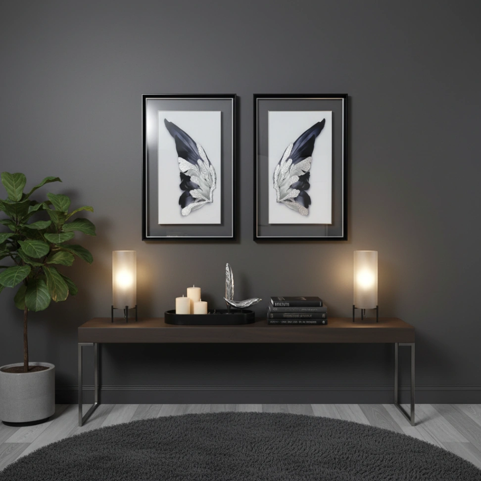 Gümüş varak detaylı melek kanadı - Resim 1