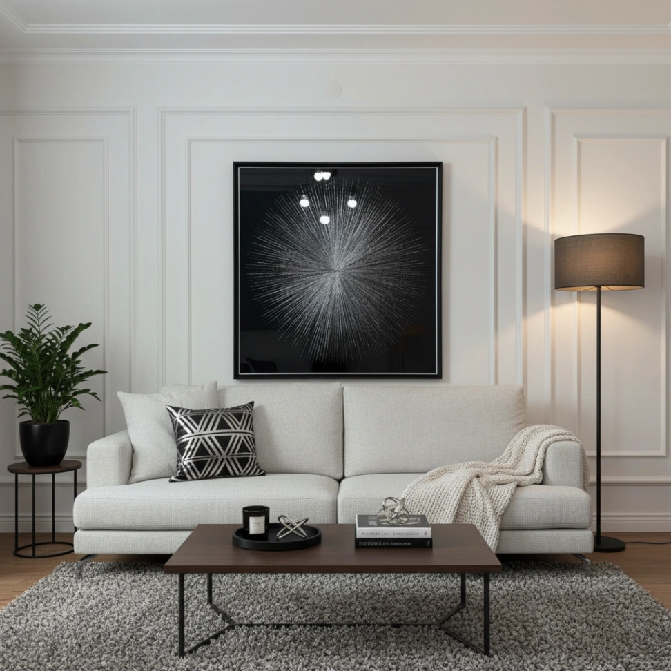 Gümüş sim detaylı atom patlaması  - Resim 1