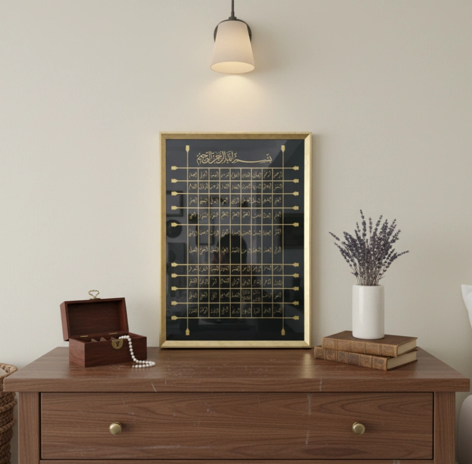 Gold Varak Detaylı Esmaü'l-Hüsna - Resim 1