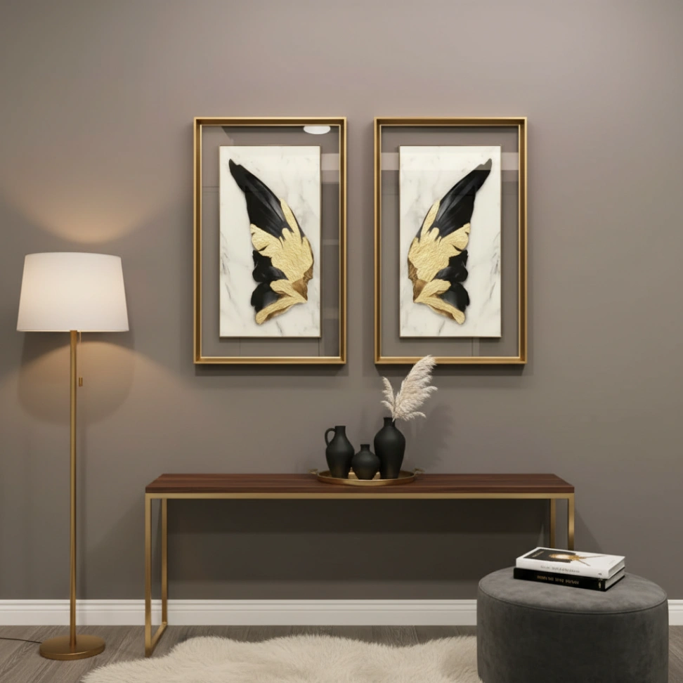 Gold varak detaylı melek kanadı - Resim 1