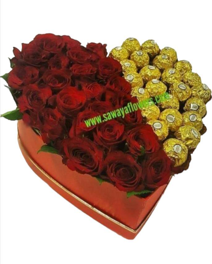 Flower and chocolate heart box