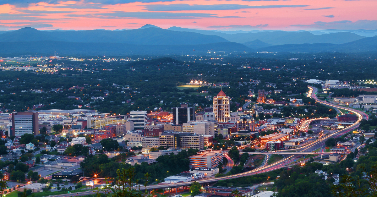 Roanoke skyline at dusk